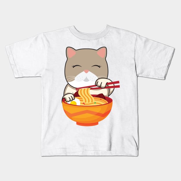 'Kawaii Anime Cat Ramen' Cool Japanese Cats Kids T-Shirt by ourwackyhome